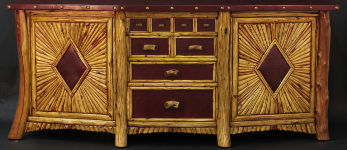 Rocky Mounatain Juniper Cabinet with Leather Top